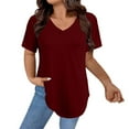 thumbnail image 1 of Clearance Sales Today Deals Prime Short Sleeve Casual Summer Tops Womens T Shirts V Neck Summer Short/Long Sleeve Cotton Tops Tees Loose Fit Tees Blouses, 1 of 4