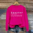 thumbnail image 1 of Clearance Sales Today Deals Prime Sweatshirt for Women Women's Solid Round Neck Long Sleeved Seester Letter Printed Hoodie, 1 of 3