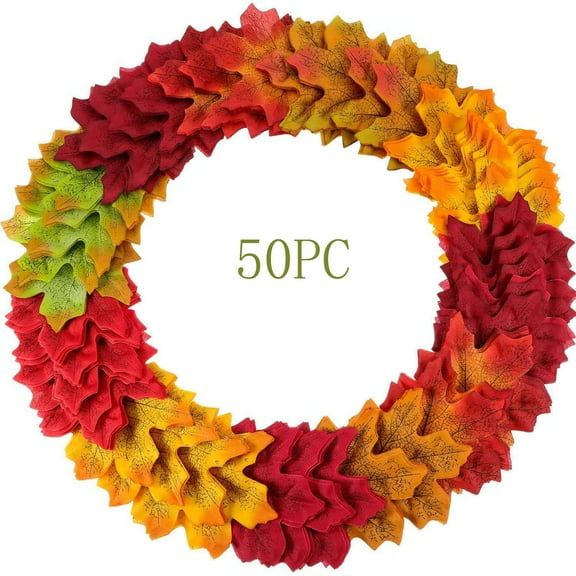 Clearance Under $3 Artificial Maple Leaves Artificial Maple Leaf Decor For Fall Table Scatter,Pu (G) (1 Set)