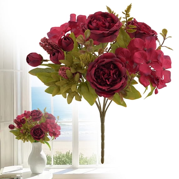 Clearance Under $3 Artificial Peony 7-Fork Peony Spray For Living Room Vase Filler,Plastic (F) (1Pc)