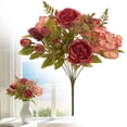 thumbnail image 1 of Clearance Under $3 Artificial Peony 7-Fork Peony Spray Plastic For Living Room Vase Filler Wedding Centerpiece (F) (1Pc), 1 of 9