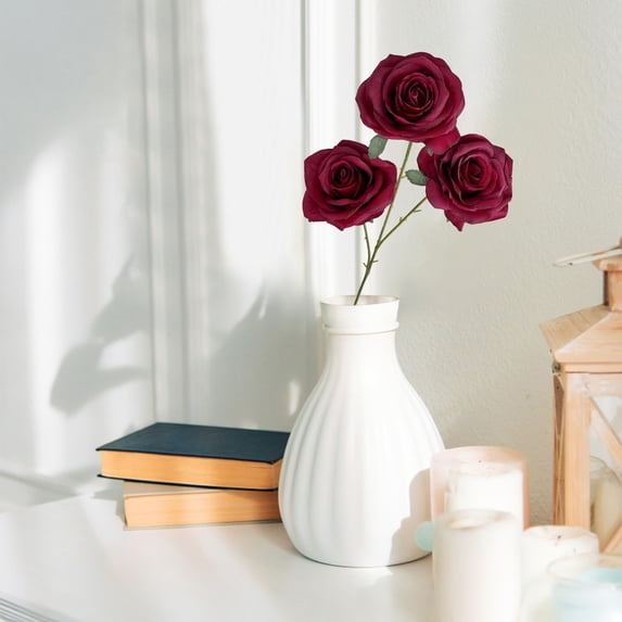 Clearance Under $3 Artificial Rose Stem 3-Head Rose Spray For Living Room Vase Filler,Cloth (G) (1Pc)