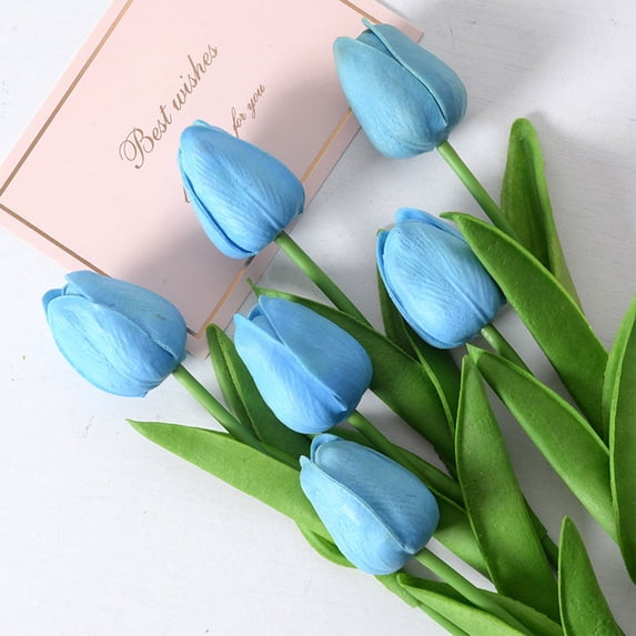 Clearance Under $3 Artificial Tulip Single Mini Pu Tulip For Bedroom Nightstand Decor,Pu Blue (1Pc)