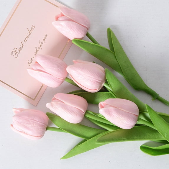 Clearance Under $3 Artificial Tulip Single Mini Pu Tulip Pu For Bedroom Nightstand Decor Dressing Table Vase Pink (1Pc)