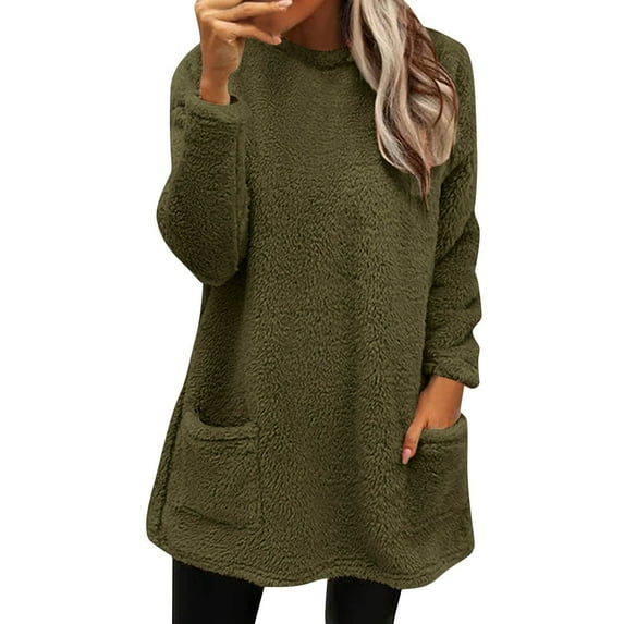 Womens Oversized Sweatshirts Hoodies Fleece Crew Neck Pullover Sweaters Casual Comfy Fall Fashion Outfits Clothes 2023