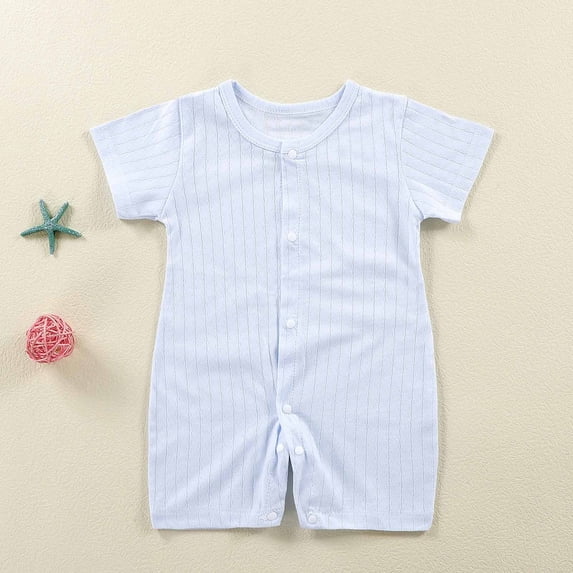 Prime kttectoa Summer Outfits for Girl Baby Solid Button Short Sleeve Round Neck Jumpsuit Rompers Clothes for Girls 3-12M Cyber_Monday