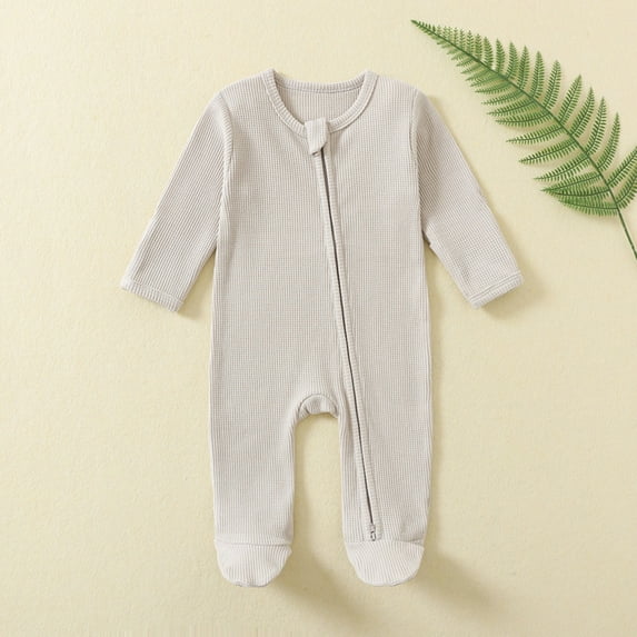 Prime kttectoa Summer Outfits for Girl Unisex Baby Comfortable Solid Rompers Ultimate Zippin Long Sleeve Onesie Bodysuit Toddler Girl Summer Clothes 3-12M