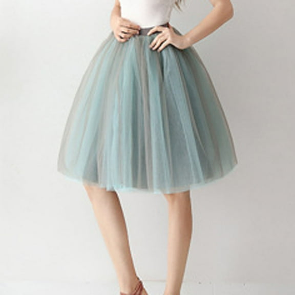 kttectoa Gauze A-Line Retro Pleated Ball Gown Skirts Womens Skirts Solid Skirts Elastic Mid Waist Mid-Length Skirt for Womens Trendy Clubs
