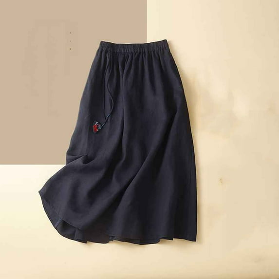 Clearance Sales Today Deals kttectoa Trendy Ruffled A-Line Lightweight Flowy Skirt Skirts for Women Solid Skirt Elastic Mid Waist Mid-Length Skirt for Womens Delightful Vacation