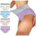 thumbnail image 1 of Clearance Sales Today! Joau 4 Pack Cotton Bikini Underwear for Women High Waist Panties Full Coverage Briefs Soft Strech Ladies Breathable Panties, Available in Plus Size, 1 of 1