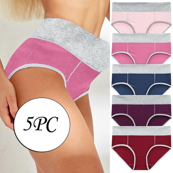 Joau 5 Pack Cotton Bikini Underwear for Women High Waist Panties Full Coverage Briefs Soft Strech Ladies Breathable Panties, Available in Plus Size