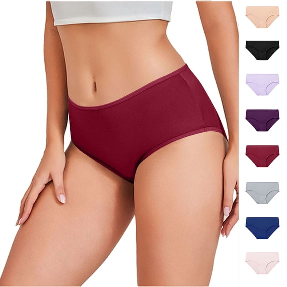 Purcolt Cotton Underwear for Women Mid Rise Full Coverage Briefs No Show Stretch Soft Ladies Bikini Panties
