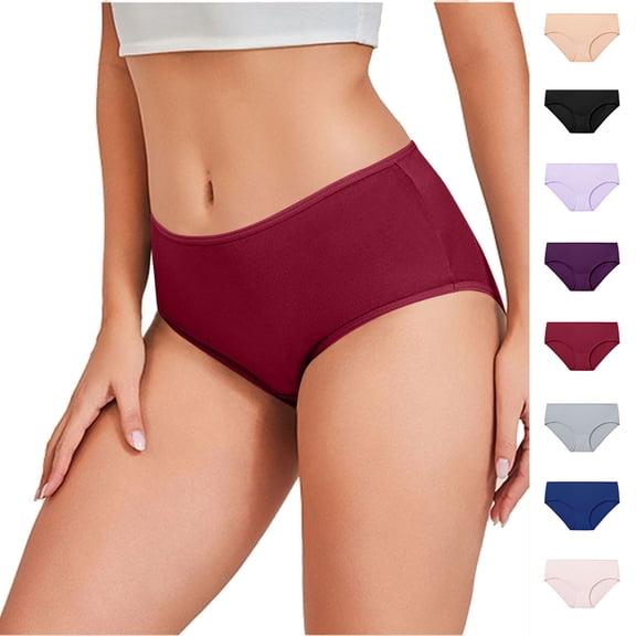 Purcolt Cotton Underwear for Women Mid Rise Full Coverage Briefs No Show Stretch Soft Ladies Bikini Panties
