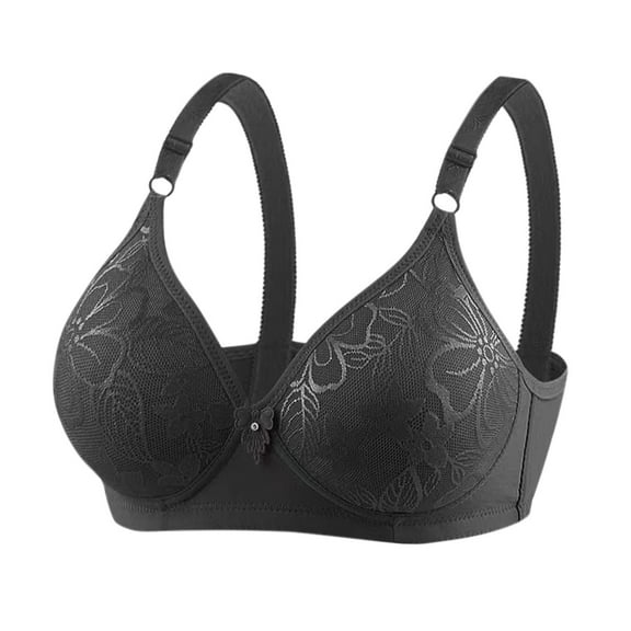 Joau Women's Floral Lace Minimizer Bras Comfort Wireless Bras Full Coverage Push Up Bra Lightly Lined T-Shirt Bra Everyday Bras
