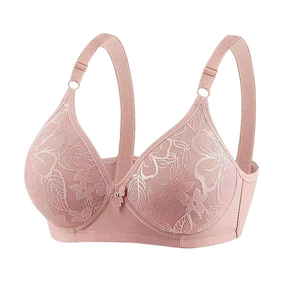 Joau Women's Floral Lace Minimizer Bras Comfort Wireless Bras Full Coverage Push Up Bra Lightly Lined T-Shirt Bra Everyday Bras