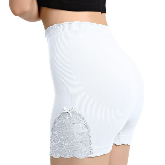 Joau Womens Lace Ribbed Seamless Shaping Boyshorts Mid Waist Butt Lifting Panties Tummy Control Underwear Slimming Shapewear Girdle Panty
