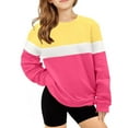 thumbnail image 1 of Today Kids Long Sleeve Shirts Girls Casual Blouse Tops Color Block Patchwork Shirt Round Neck Pullover Sweatshirt Top, 1 of 4