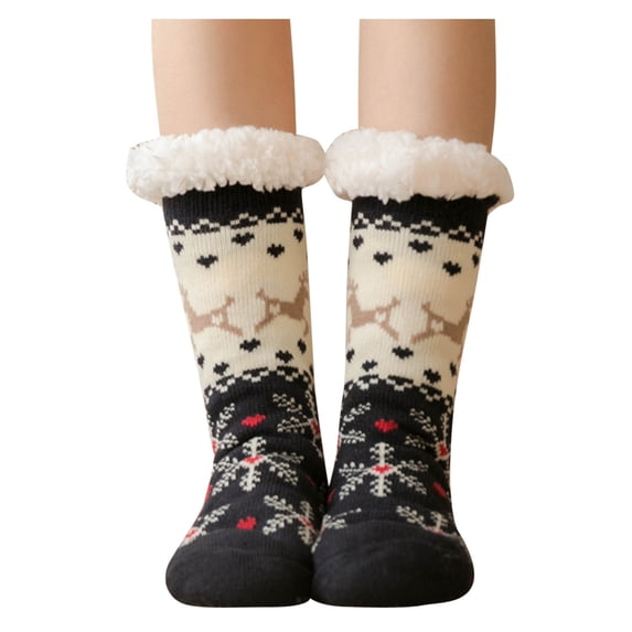 UHGANN Slipper Socks for Women with Gripper Winter Non Slip Thick Fuzzy Socks Warm Cozy Christmas Gift