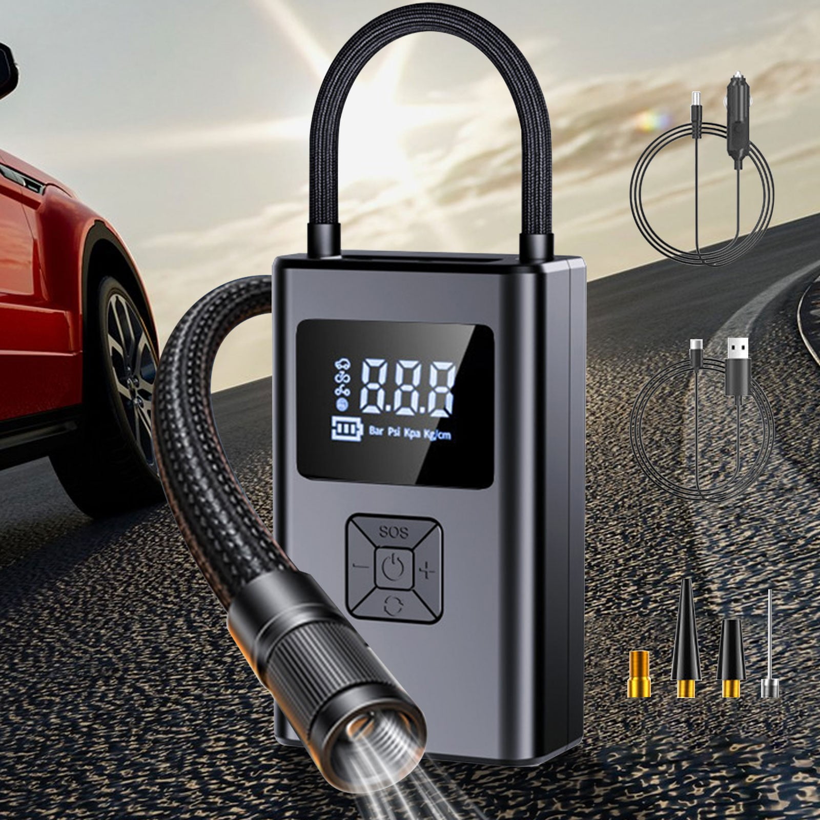 Viflosae Car Mounted Wireless Blast Pump Intelligent Digital Display LED Display Screen Portable Tire Pressure Detection Blast Pump For Vehicles Cheap Stuff Gifts Under 15 Do