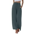 thumbnail image 1 of Clothing 2025 Women's Casual Pants Linen Pants Women Summer Wide Leg Pants Drawstring Elastic Waist Pants High Waisted Pants Casual Beach Trousers Women Blendingpants, 1 of 5