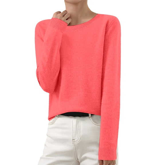 Clearance Sales Women's Pullover Sweater Light Sweaters For Women Long Sleeve Crew Neck Lightweight Soft Knitted Pullover Knitted Blouse