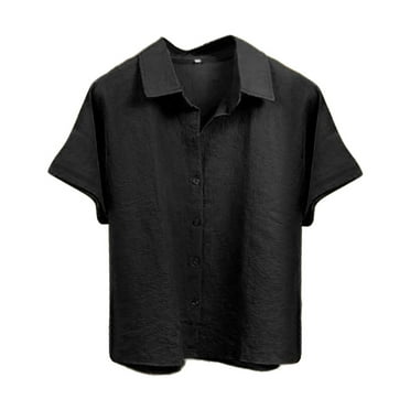Clearance Sales Womens Casual Short Sleeve Button Down Shirts Summer Plain Top Blouses with Pockets Womens Short Sleeve Button Down Shirts Official Collar Blouse Basic Simple Dress Shirt