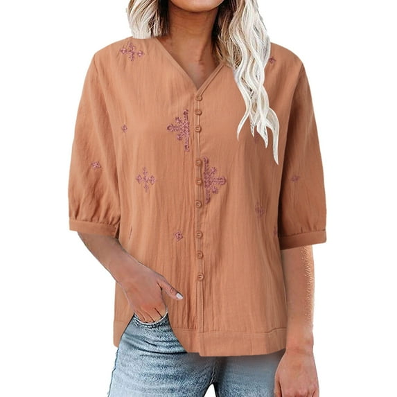 Clearance Sales Womens Casual Short Sleeve Button Down Shirts Summer Plain Top Blouses with Pockets Womens Short Sleeve Button Down Shirts Official Collar Blouse Basic Simple Dress Shirt