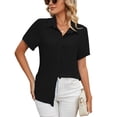 thumbnail image 1 of Clothing 2025 Womens Casual Short Sleeve Button Down Shirts Summer Plain Top Blouses with Pockets Womens Short Sleeve Button Down Shirts Official Collar Blouse Basic Simple Dress Shirt, 1 of 9