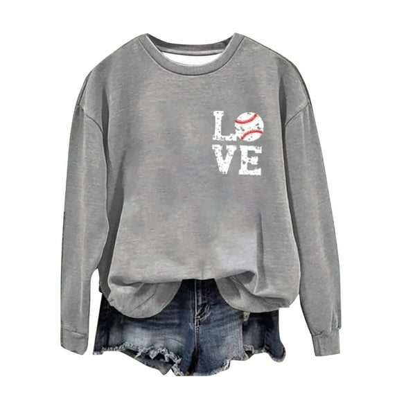 Clearance Sales Zip Up Sweatshirt Women Women's Baseball Print GameDay Crew Neck Multi Color Multi Size Crew Neck Hoodless Long Sleeve Sweatshirt