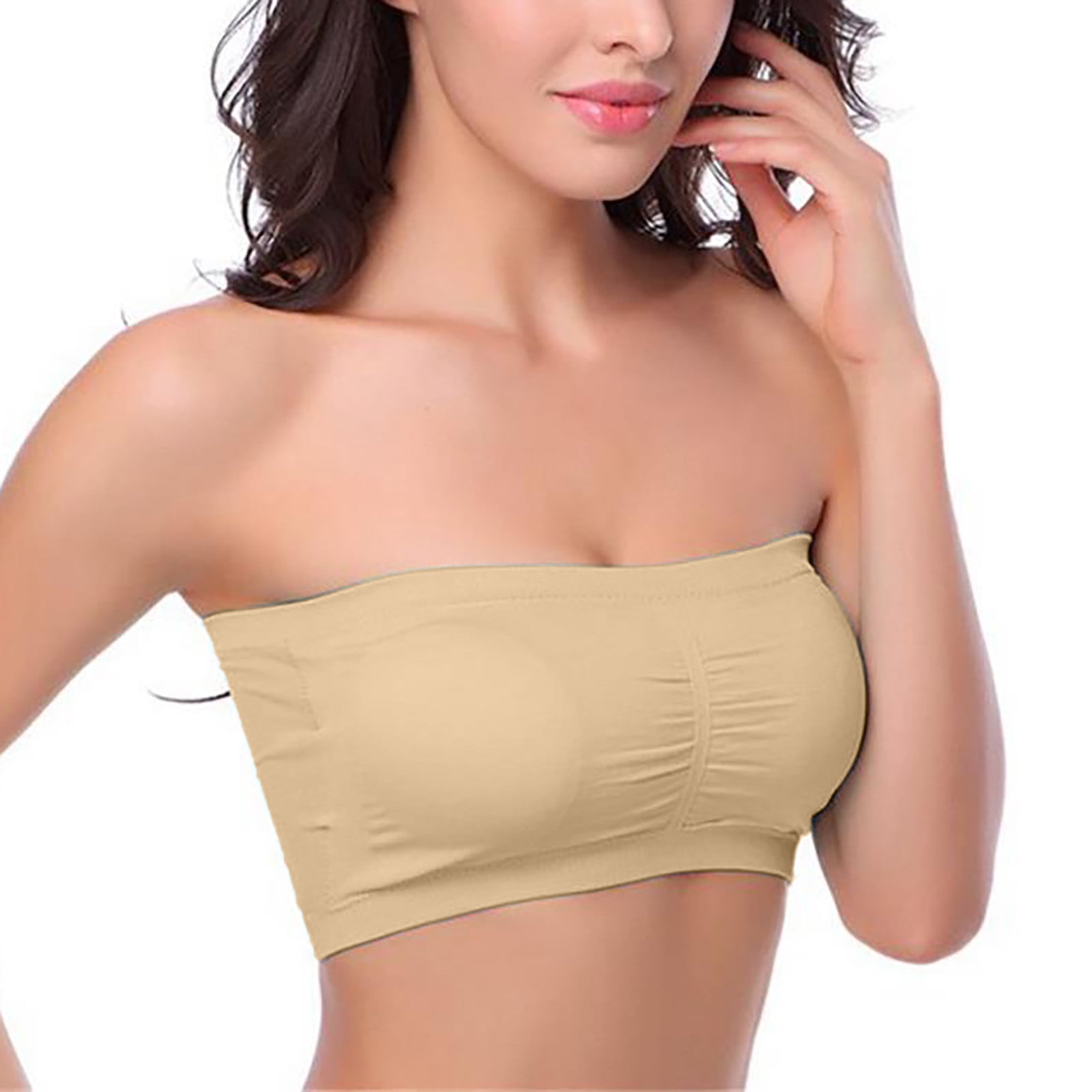 Clearance Sales! Zpanxa Nursing Bras Womens One-Piece Bra Everyday  Underwear Strapless Polishing Bra Bandeau Tube Tops for Women Sports Bras  Beige XXL