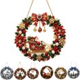thumbnail image 1 of Clearance! Santa Sleigh Wreath Diamond Art Hanging Kit for Adults, DIY Red Bow Suncatcher Craft, Special Shaped Rhinestone Window Pendant, Home Christmas Decor, 1 of 9