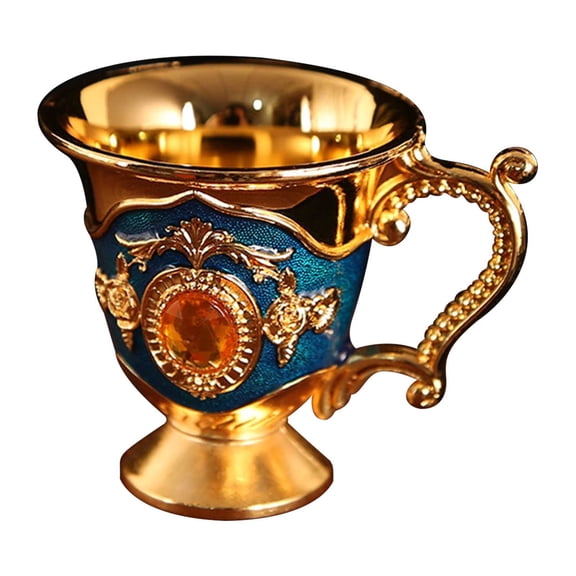 Clearance Saving Hand-Made Engraving Flower Goblet Welding Holder Polishing Process Embossed Cup for Drinking Beer Milk Cocktails Mini Retro Aluminum Alloy Wine Goblet (Green)