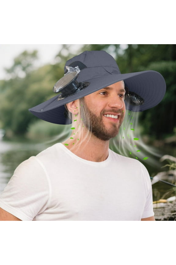 Clearance Saving Hat with Fans Solar Power - Solar Powered Fan Hat for Men - Wide Brim Sun Hat with 3 Solar Fan Outdoor Fishing Hiking Camping (Black)