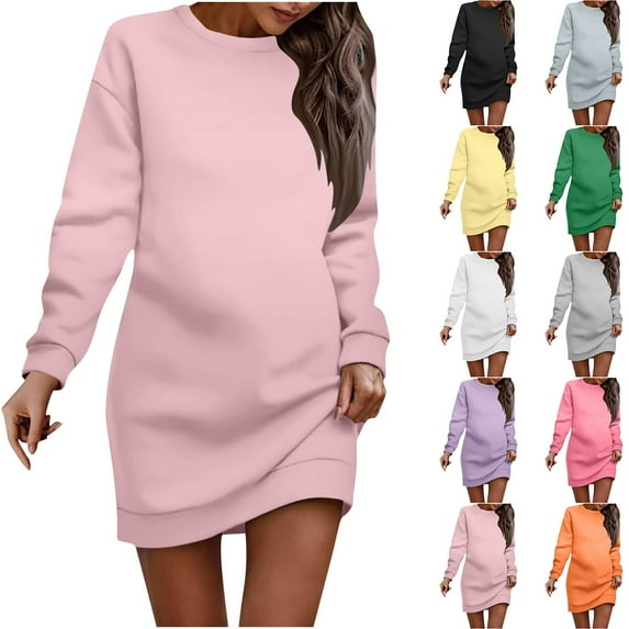 Clearance Savings Women Plus Size Dresses Women's Fashion Round-Neck Short Sleeved Printed Pullover Dress Pink, M