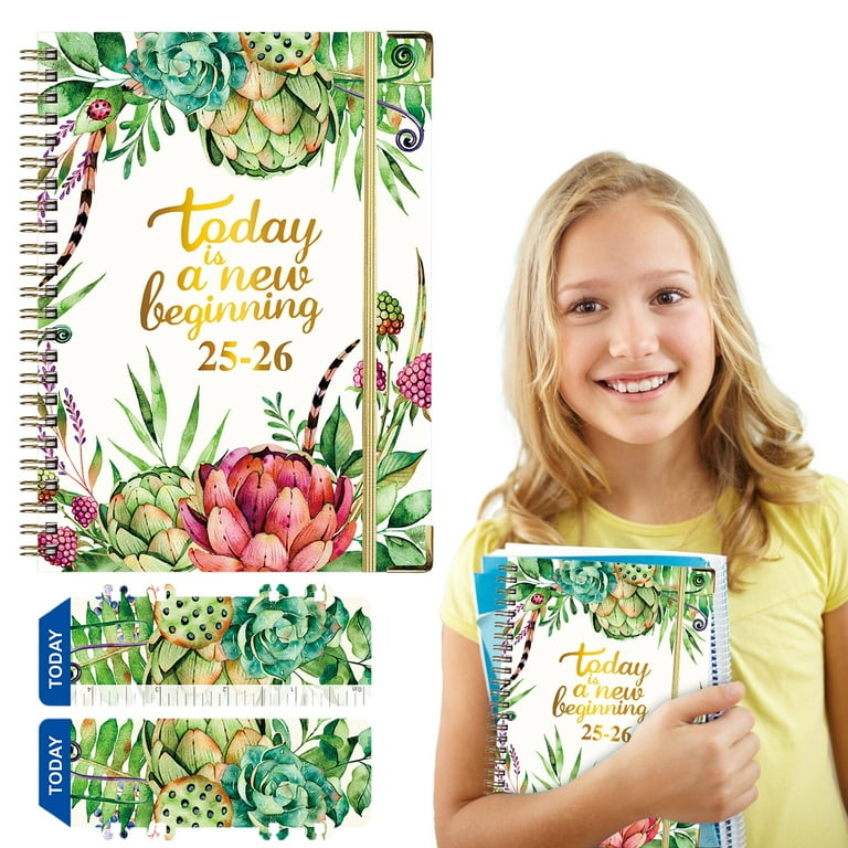 2025-2026 Academic Planner - July 2025 To June 2026, Weekly & Monthly, Hard Cover A5 With Tabs, Floral