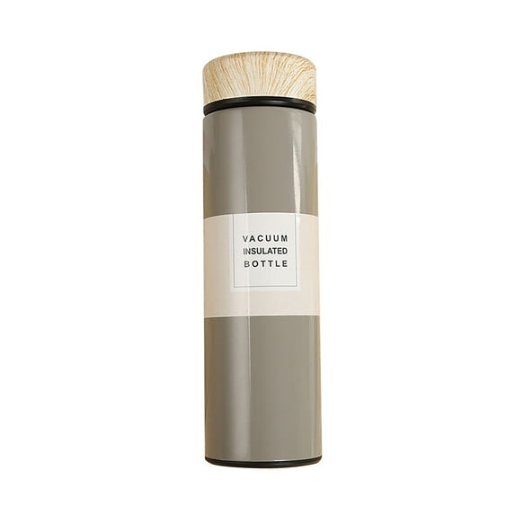 Glass and Bottle Clearance! JWDX Thermos Cup Grey, Stainless Steel Insulated Vacuum Cup Double Walled Unique Wood Grain Lid Bottom Leak Proof Gift for Kid Vacuum Flask Bottle