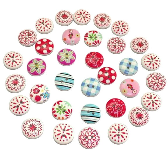 Clearance School Supplies! Toyeng 100Pcs Per Pack Beautiful Printed Buttons in Color, Tool Set Buttons Handmade Buttons Clearance Sale