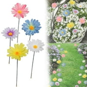 Clearance Sculptures Statues under $1 Metal Flower Stakes 3D Flower Garden Stake Set 5pcs Metal Outdoor Decor for Patio Yard Realistic Weather Proof Floral Decoration