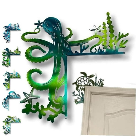 Clearance! Sea Turtle Door Frame Decoration Coastal Metal Turtle Door Frame Wall Art Decor 3D Turtle Door Sitter Double Silhouette Window Door Frame Decoration Shelf Table Corner Ornament C