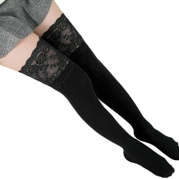 Seductiva Compression Socks for Women Women Lace Trim Thigh High Over The Knee Socks Long Cotton Warm Stockings Lady Short Socks 1PC