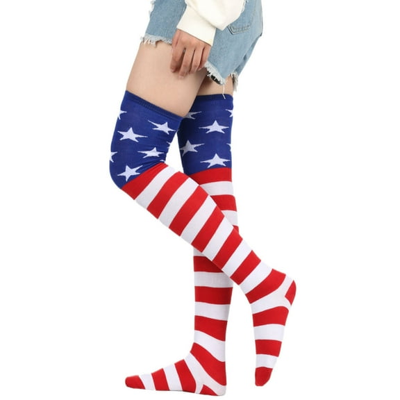 Clearance! Seductiva Compression Socks for Women Womens American Flag Knee High Socks Stars Stripes Over The Calf Socks Lady Short Socks 1PC