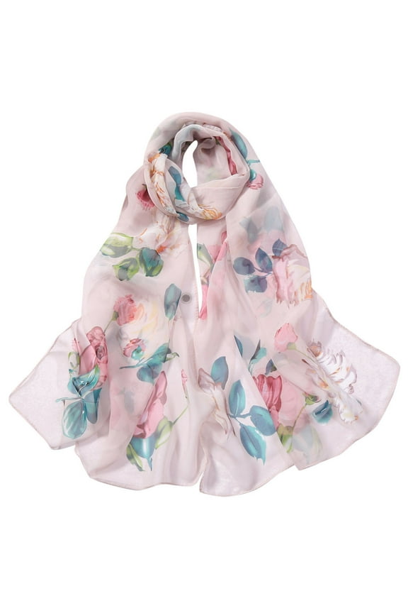 Seductiva Hair Scarf for Women Fashion Women Roses Printing Long Soft Wrap Scarf Silk Shawl Scarves Polyester Scarf 1PC