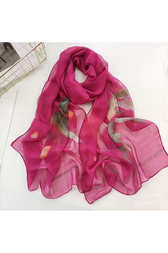 Head Scarf for Women Scarfs for Women Lightweight Print Floral Pattern Scarf Shawl Fashion Scarves Sunscreen Shawls and Wraps for Spring Polyester Scarf 1PC