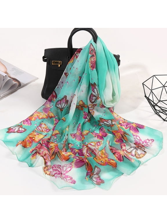 Seductiva Head Scarf for Women 160*50cm Women Flower Print Long Soft Wrap Scarf Silk Shawl Scarves Polyester Scarf 1PC