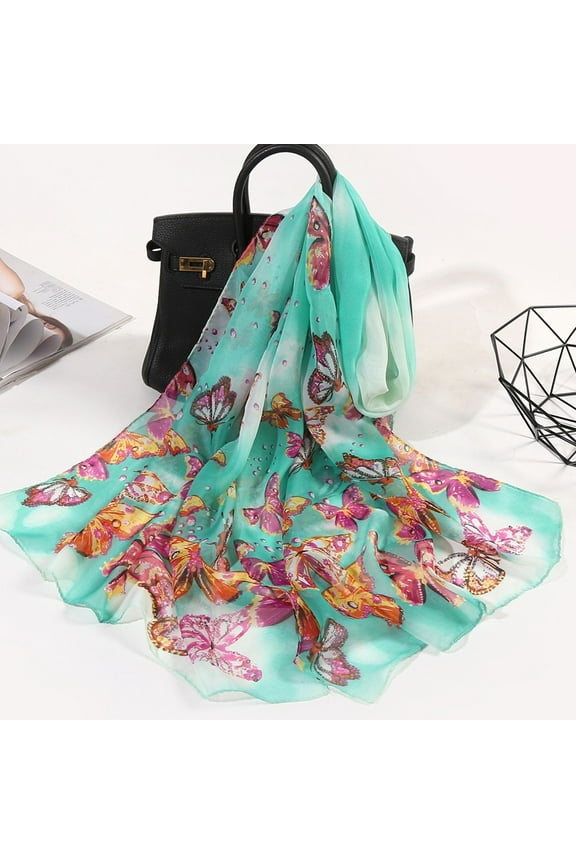 Seductiva Head Scarf for Women 160*50cm Women Flower Print Long Soft Wrap Scarf Silk Shawl Scarves Polyester Scarf 1PC
