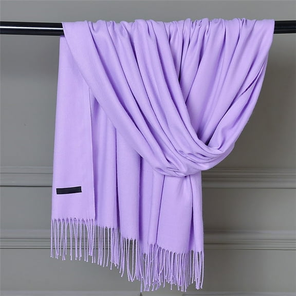 Seductiva Neckerchief for Women Women Pashmina Scarf Soft Solid Plain Shawl Wrap Fashion Warm Neck with Fringes Polyester Scarf 1PC