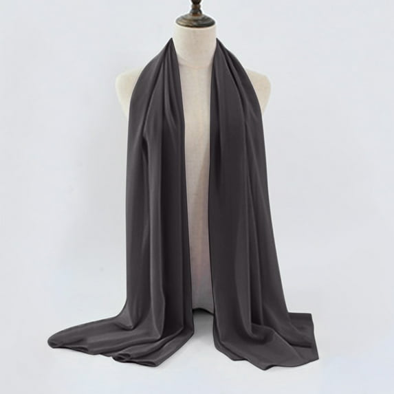 Seductiva Neckerchief for Women Women's Soft Solid Color Shawl Baotou Pearl Chiffon Shawl Hijab Polyester Scarf 1PC