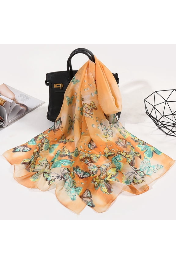 Clearance! Seductiva Ponchos Adult 160*50cm Women Flower Print Long Soft Wrap Scarf Silk Shawl Scarves Polyester Scarf 1PC