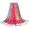 thumbnail image 1 of Seductiva Ponchos Adult Womens Jacquard Cotton Scarf Colorful Ethnic Style Shawl Tassel Scarf Polyester Scarf 1PC, 1 of 2