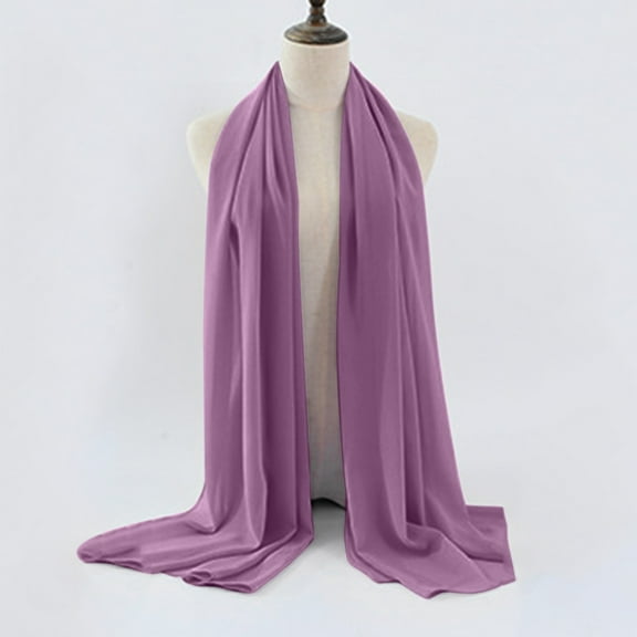 Seductiva Ponchos for Women Women's Soft Solid Color Shawl Baotou Pearl Chiffon Shawl Hijab Polyester Scarf 1PC